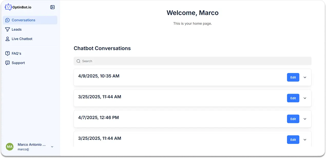 Chatbot Client Dashboard